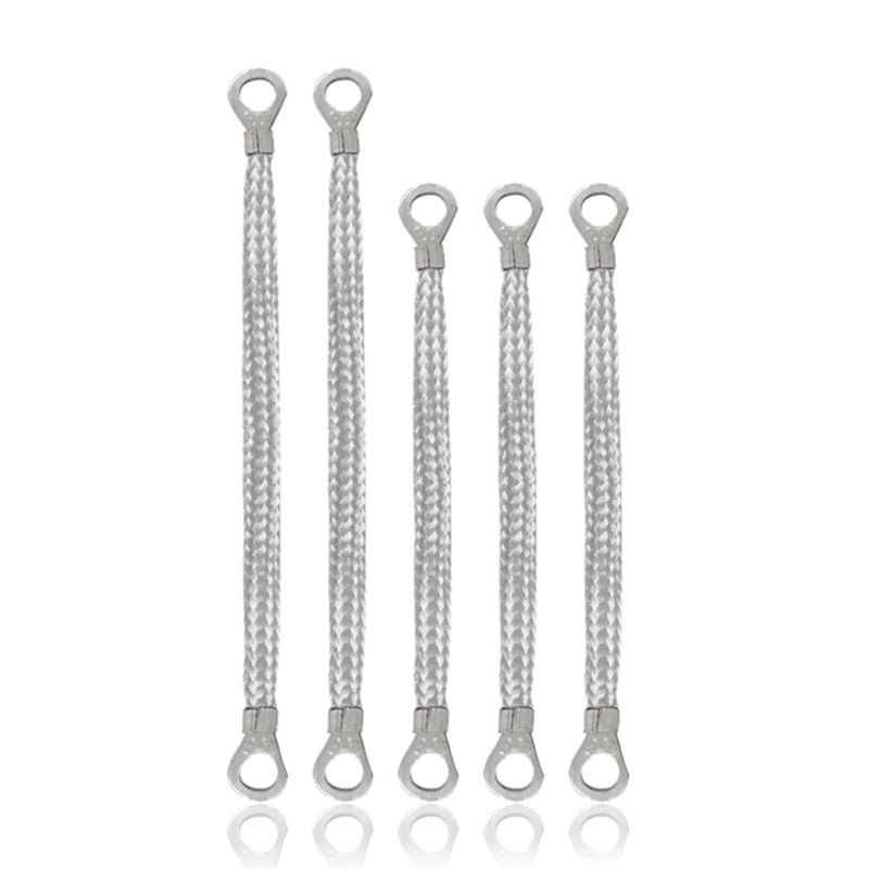 HAOBO 5 PCS Universal Automotive Ground Strap, 3Pcs 10""x 1/2"" & 2Pcs 13"" x 1/2"" Engine Ground Strap, Professional Vehicle Grounding Cable Straps, Braided Tinned Copper Engine Ground Strap for Most Cars - Image 1